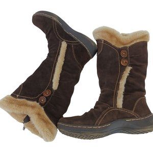 BASS WOMENS BROWN SUEDE WATERPROOF FAUX FUR LINED WINTER BOOTS SIZE 8.5